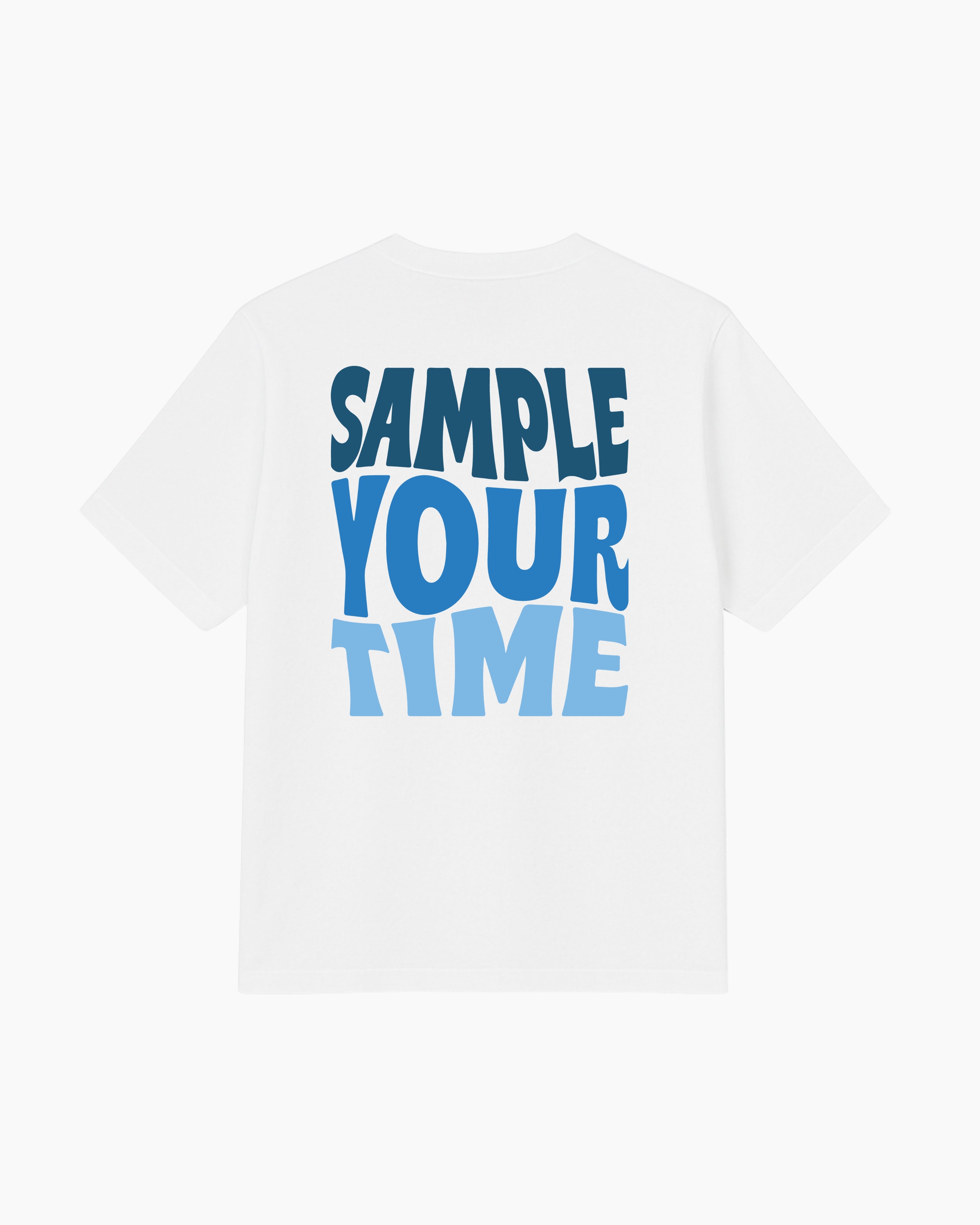T-shirt sample your time bleu